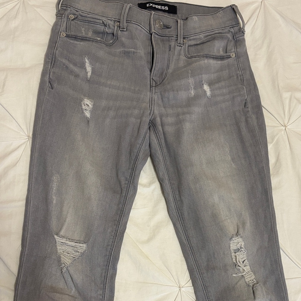 Express Women's Light Gray Skinny Jeans